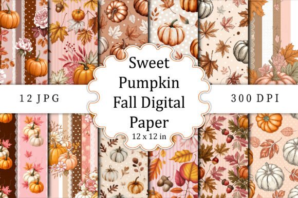 Download Sweet Pumpkin Fall Digital Paper - Fall digital paper Collection