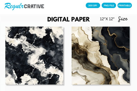 Download Ivory &amp; Black Alcohol Ink Digital Paper - Black Collection