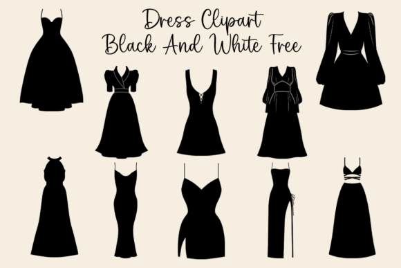 Download Dress Clipart Black &amp; White Free - Black Collection