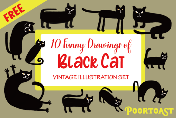 Download Funny Black Cat Set - Black Collection