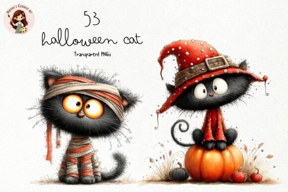 Download Cute Halloween Black Cat PNG Clipart - Black Collection
