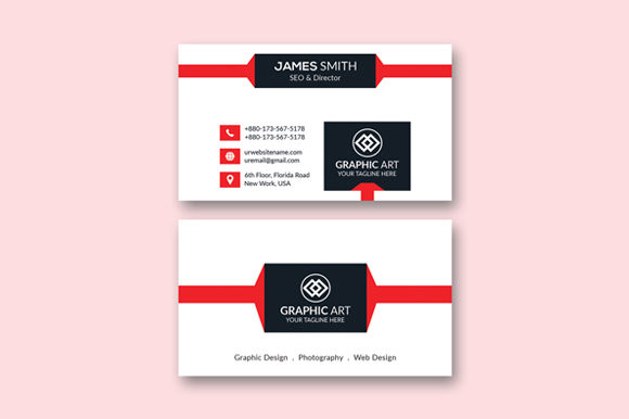 Download Visit Card Layout with Red and Black - Black Collection
