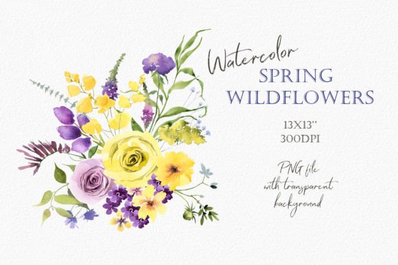 Download Watercolor Lilac Yellow Flowers Bouquet - Lilac Collection