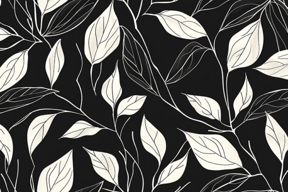 Download Black White Leaf Pattern - Black Collection