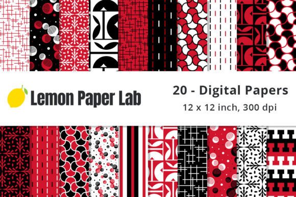 Download Red, Black and White Geometric Patterns - Black Collection