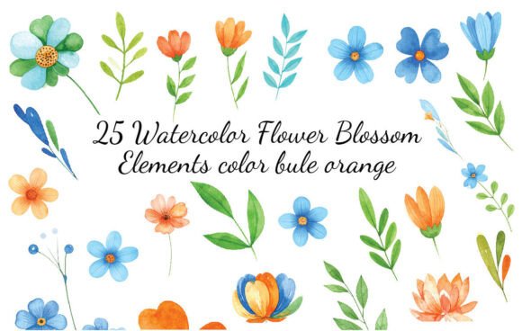 Download 25Watercolor Flower Blossom Elements - Blossom elements Collection
