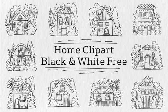 Download Home Clipart Black and White Free - Black Collection