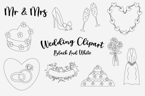 Download Wedding Clipart Black and White Free - Black Collection