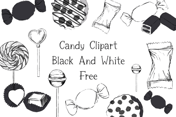 Download Candy Clipart Black and White Free - Black Collection