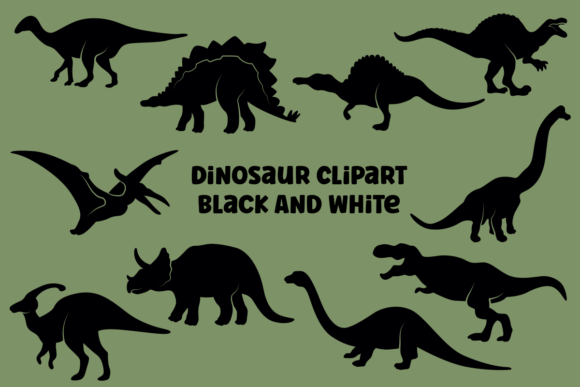 Download Dinosaur Clipart Black and White Free - Black Collection