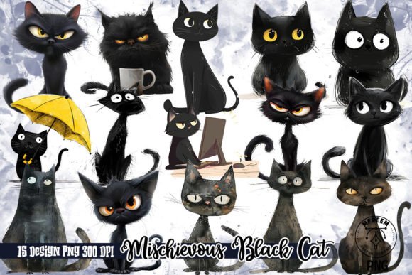 Download Mischievous Black Cat Clipart PNG - Black Collection