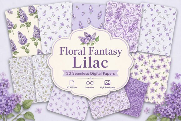 Download Floral Fantasy Lilac Seamless Digital - Lilac Collection