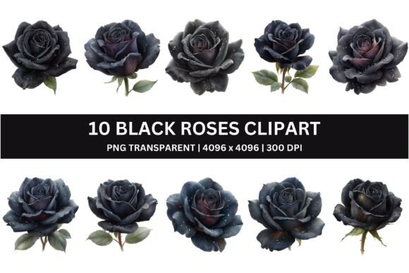 Download 10 Moody Gothic Black Roses Clipart - Black Collection