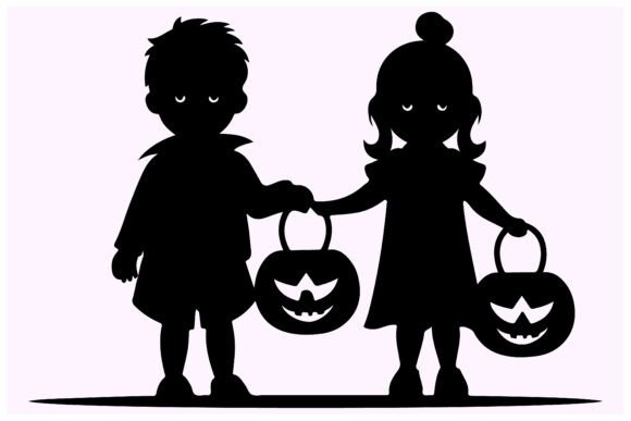 Download Halloween Kids with Pumpkin Silhouette - Pumpkin silhouette Collection