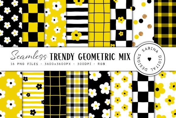 Download Black &amp; Yellow Trendy Geometric Patterns - Black Collection