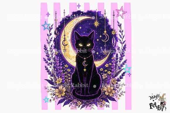 Download Mystic Black Cat Moon PNG - Black Collection