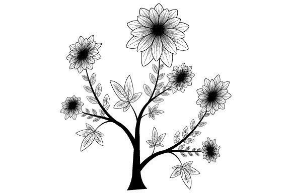 Download Black and White Flower - Black Collection