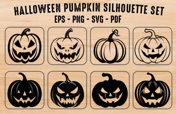 Download Halloween Scary Pumpkin Silhouette Set - Pumpkin silhouette Collection