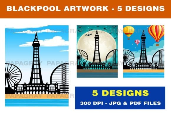 Download Blackpool Skyline Printable Artwork - Black Collection