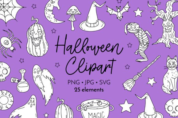 Download Black and White Halloween Vector Clipart - Black Collection