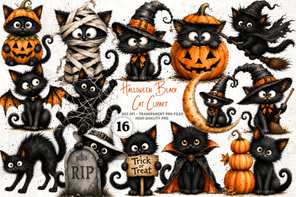 Download Halloween Black Cat Clipart PNG - Black Collection