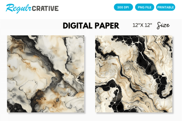 Download Ivory &amp; Black Alcohol Ink Digital Paper - Black Collection