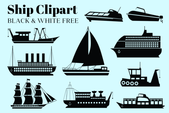 Download Ship Clipart Black &amp; White Free - Black Collection