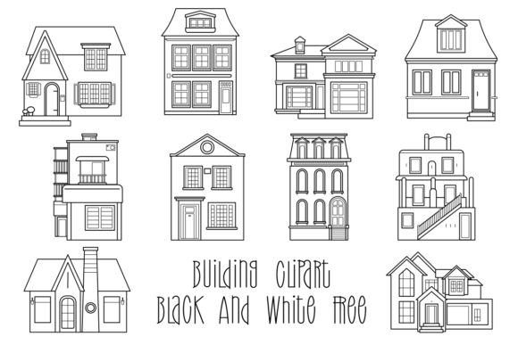 Download Building Clipart Black and White Free - Black Collection