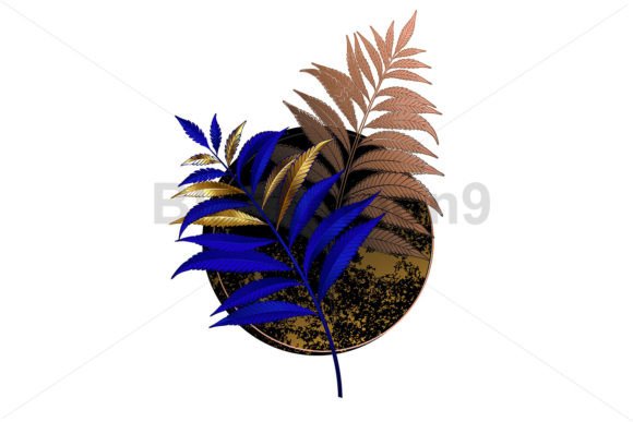 Download Blue Fern on Black Circle - Black Collection