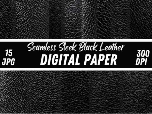 Download Sleek Black Plain Leather Textures Paper - Black Collection