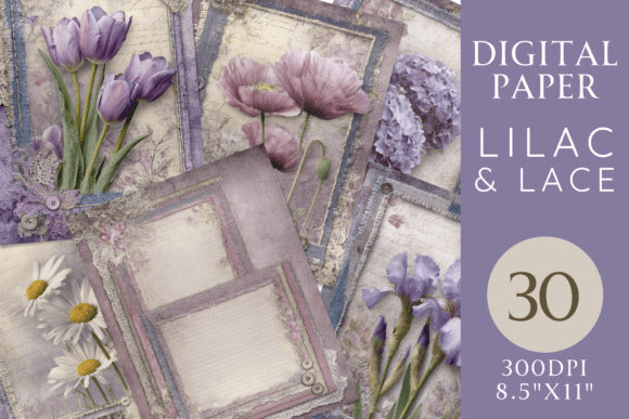 Download Lilac Lace Junk Journal Paper Pack - Lilac Collection