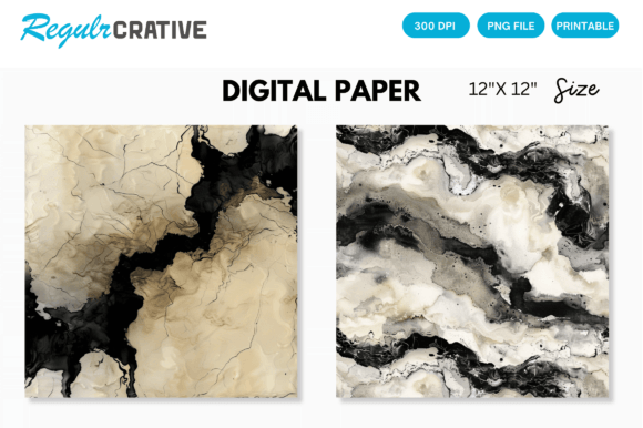 Download Ivory &amp; Black Alcohol Ink Digital Paper - Black Collection