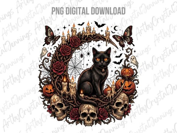 Download Spooky Gothic Black Cat Halloween PNG - Black Collection