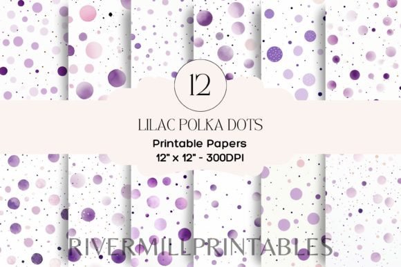 Download 12 Lilac Polka Dots Digital Papers - Premium Resources
